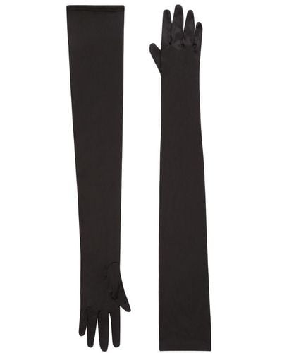 Dolce & Gabbana Long Silk Satin Gloves - Black