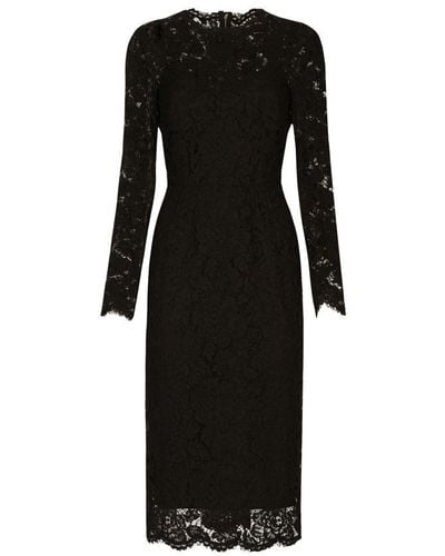 Dolce & Gabbana Long-Sleeved Stretch Lace Dress - Natural