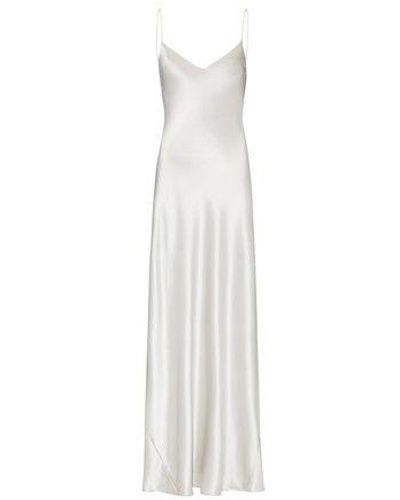 Galvan London Satin V Neck Slip Dress - White