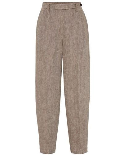 Brunello Cucinelli Irish Linen Trousers - Grey