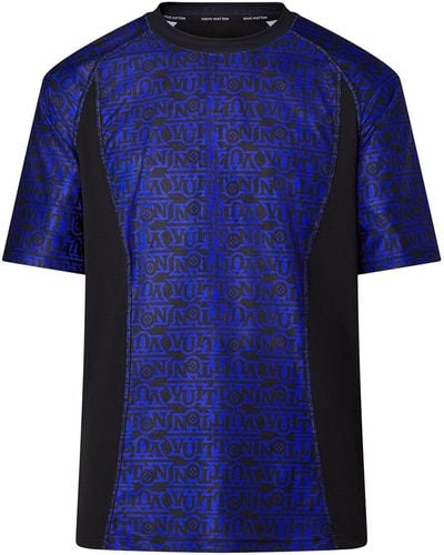 Louis Vuitton T-Shirt aus technischem Material mit durchgängigem Vuitton-Motiv - Blau