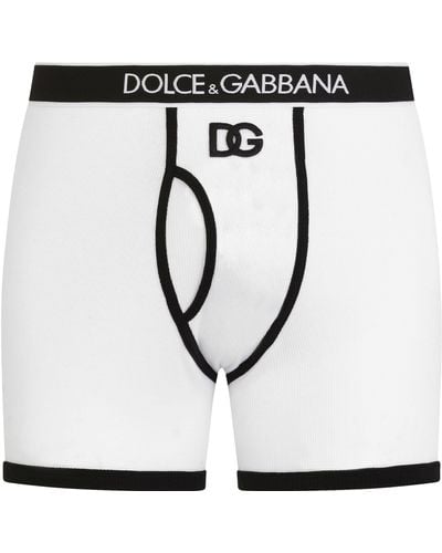 Dolce & Gabbana Boxer jambe longue en coton côtelé - Marron