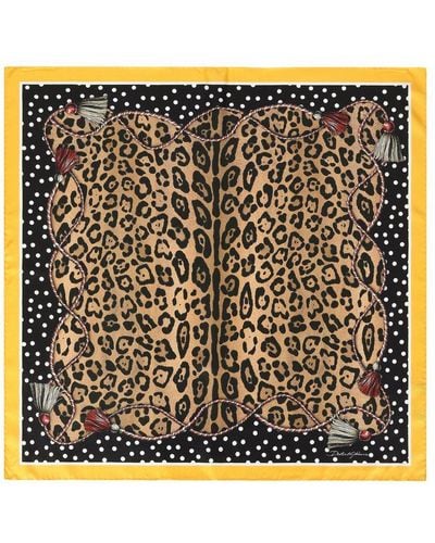 Dolce & Gabbana Leopard-Print Twill Scarf (90 X 90) - Black