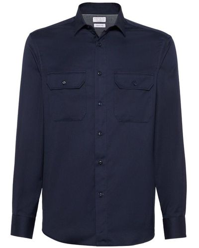 Brunello Cucinelli Cotton Overshirt - Blue