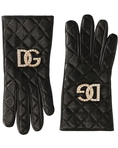 Dolce & Gabbana Quilted Nappa Leather Gloves - Black