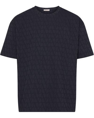 Valentino Garavani Kurzarm-T-Shirt aus Baumwolle Toile Iconographe - Blau