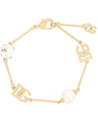 Dolce & Gabbana Bracelet With Rhinestones And Beads - Metallic