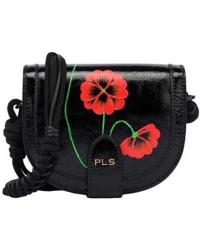 Philosophy Di Lorenzo Serafini Moon Bag In Naplak With Red Flowers - Black