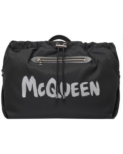 Alexander McQueen Large Drawstring Bag - Black