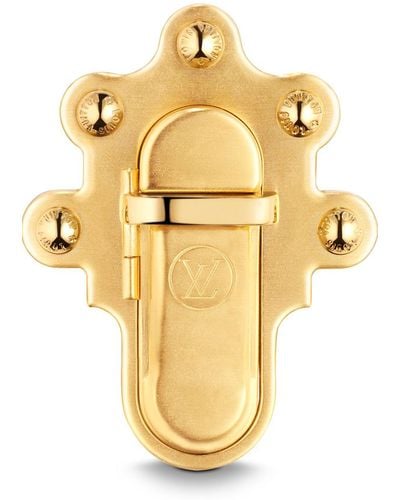 Louis Vuitton Trunk Lock Pendant Necklace And Brooch - Metallic