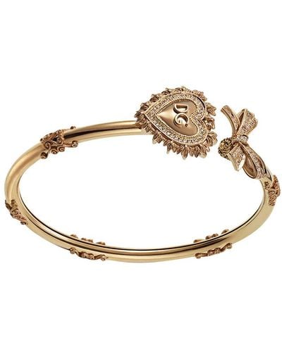 Dolce & Gabbana Devotion Bracelet In Yellow Gold With Diamonds - Metallic