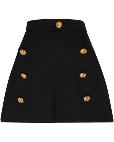 Alexander McQueen Wool Shorts With Buttons - Black