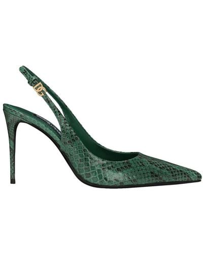Dolce & Gabbana Python Skin Slingbacks - Green