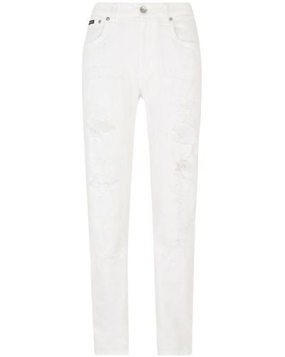 Dolce & Gabbana Boyfriend Jeans With Rips - White