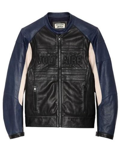 Zadig & Voltaire Late Biker Leather Jacket - Blue