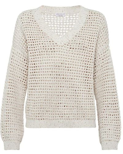 Brunello Cucinelli Dazzling Net Sweater - White