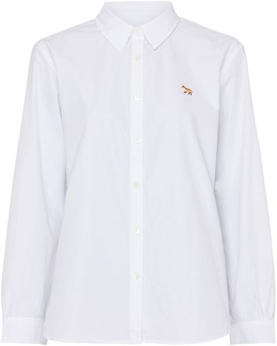 Maison Kitsuné Klassisches Hemd mit Logo Baby Fox - Weiß