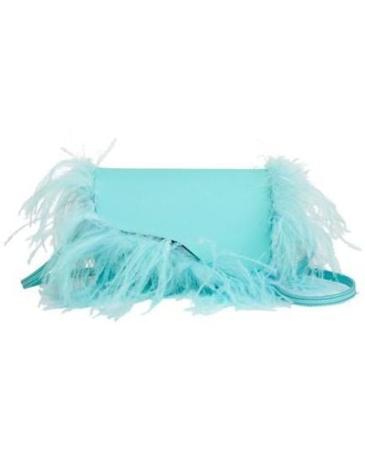 Atp Atelier Scarlino Nappa/feathers Pouch Bag - Blue