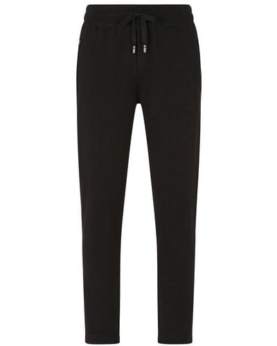 Dolce & Gabbana Jersey jogging Trousers With Branded Plate - Black
