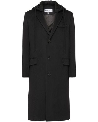 Loewe Hooded Coat - Black