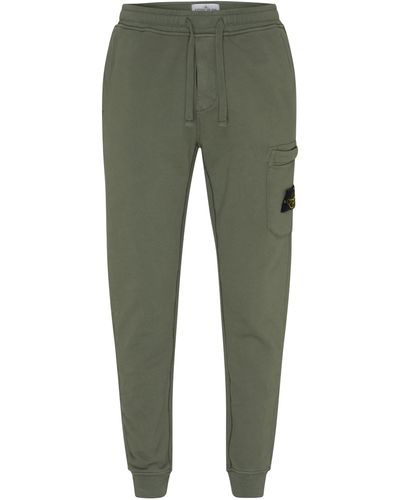 Stone Island Pantalon en polaire avec logo patché - Vert