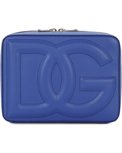 Dolce & Gabbana Sac caméra moyen modèle en cuir de veau avec logo DG - Bleu