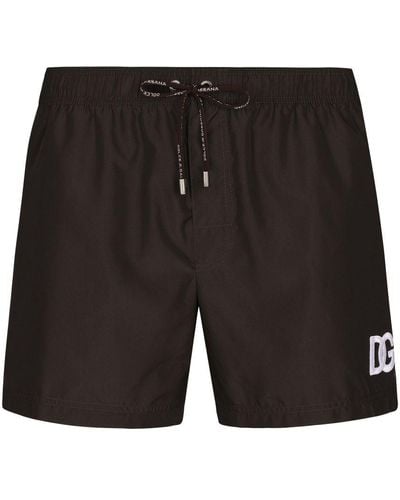 Dolce & Gabbana Swim Shorts With Dg Patch - Black