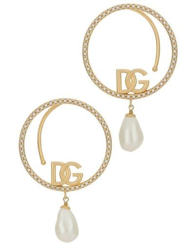 Dolce & Gabbana Hoop Earrings With Dg Logo - Black