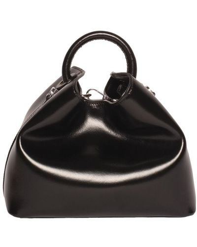 Elleme Raisin Large Semi Petent Leather Bag With Hardware - Black