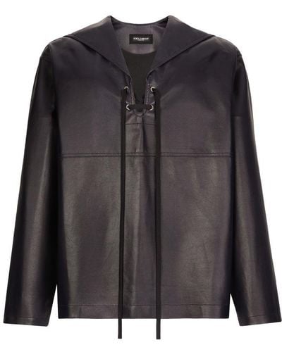 Dolce & Gabbana Leather Blouse - Black