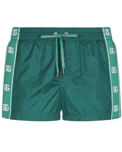 Dolce & Gabbana Maillot de bain court avec bandes à logo - Vert