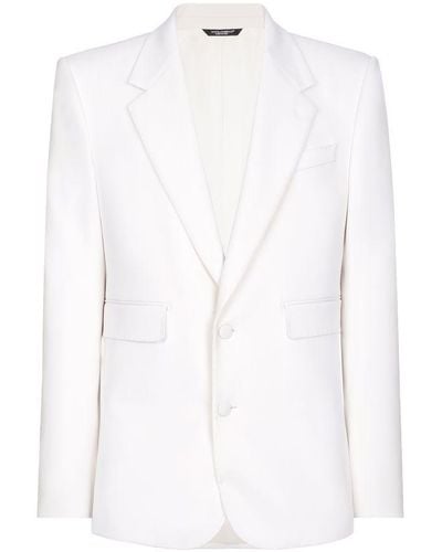 Dolce & Gabbana Single-Breasted Stretch Wool Jacket - White