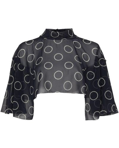Prada Blouse With Ruffled Sleeves - Gray