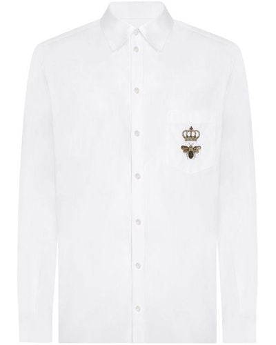 Dolce & Gabbana Cotton Martini Shirt With Embroidery - White