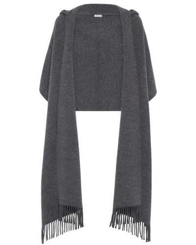 Brunello Cucinelli Knit Scarf With Hood - Black