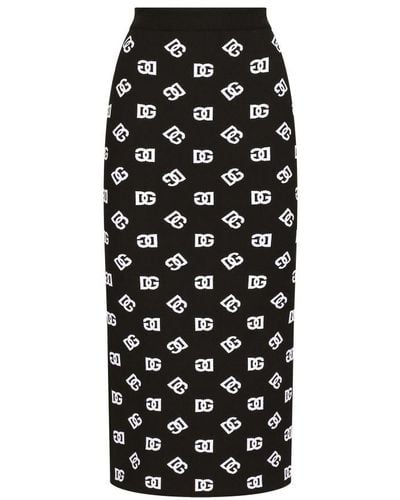 Dolce & Gabbana Knit Monogram Skirt - Black