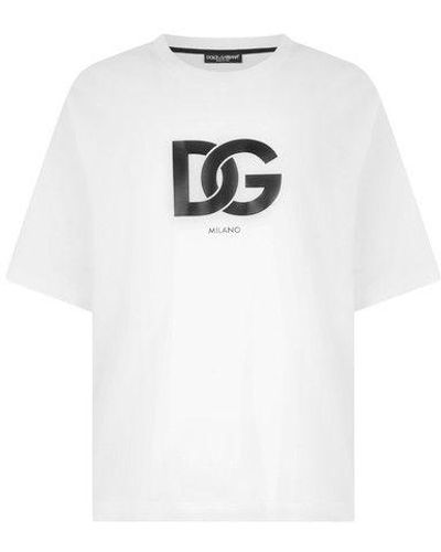 Dolce & Gabbana Cotton T-shirt With Dg Logo Print - White