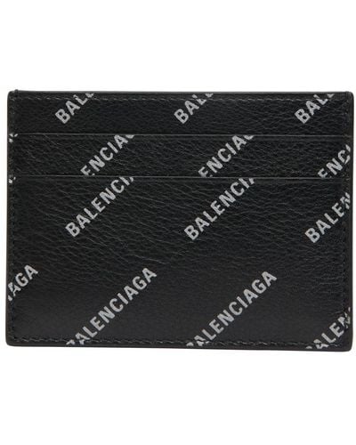 Balenciaga Cash Card Holder With Reflective Allover Logo - Black