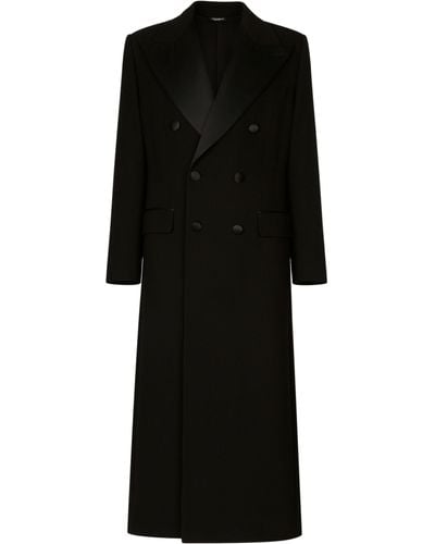 Dolce & Gabbana Manteau en laine stretch à double boutonnage - Noir