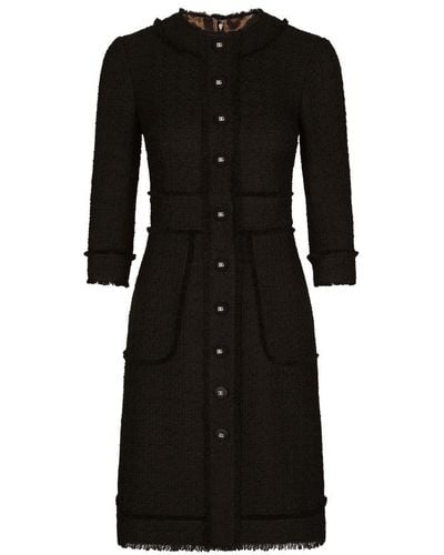 Dolce & Gabbana Raschel Tweed Midi Dress - Black