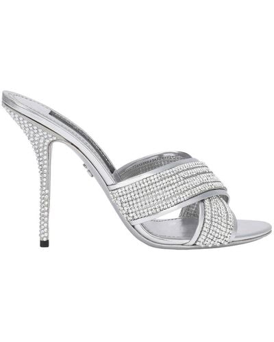 Dolce & Gabbana Crystal Mesh Mules - Grey