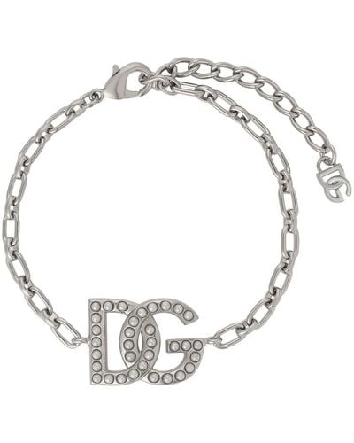 Dolce & Gabbana Link Bracelet With Dg Logo - Metallic