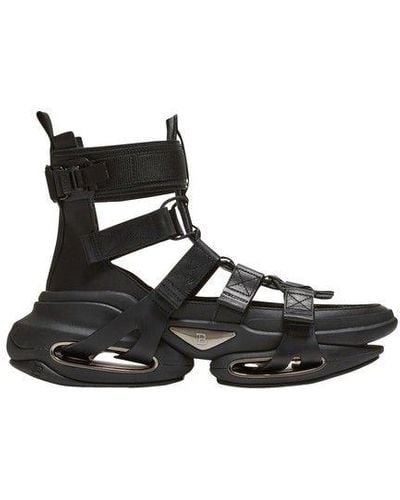 Balmain B-bold Leather Sandal Sneakers - Black