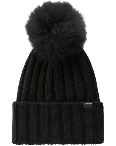 Woolrich Beanie In Pure Virgin Wool With Cashmere Pom-pom - Black