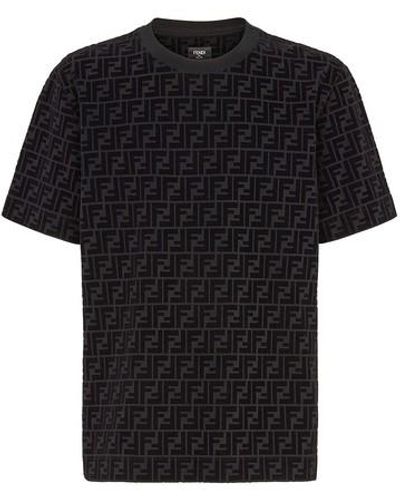 Fendi Ff Printed Cotton Piqué T-shirt - Black