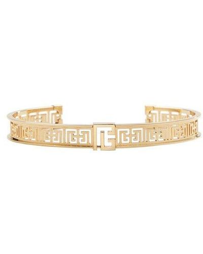 Balmain engraved-monogram Cuff Bracelet - Gold