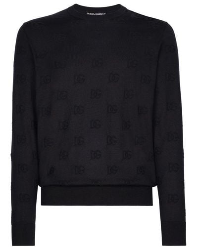 Dolce & Gabbana Silk Round-neck Sweater - Black