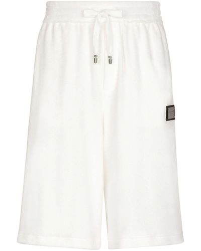 Dolce & Gabbana Short de survêtement en jersey avec plaque logo - Blanc