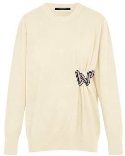 Louis Vuitton Knitted Pullover With Embroidered Patch - Natural