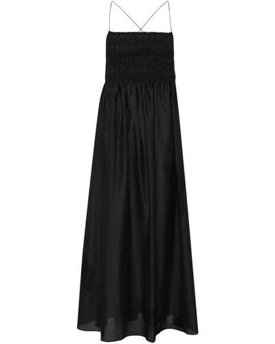 Matteau Shirred Lace Up Dress - Black
